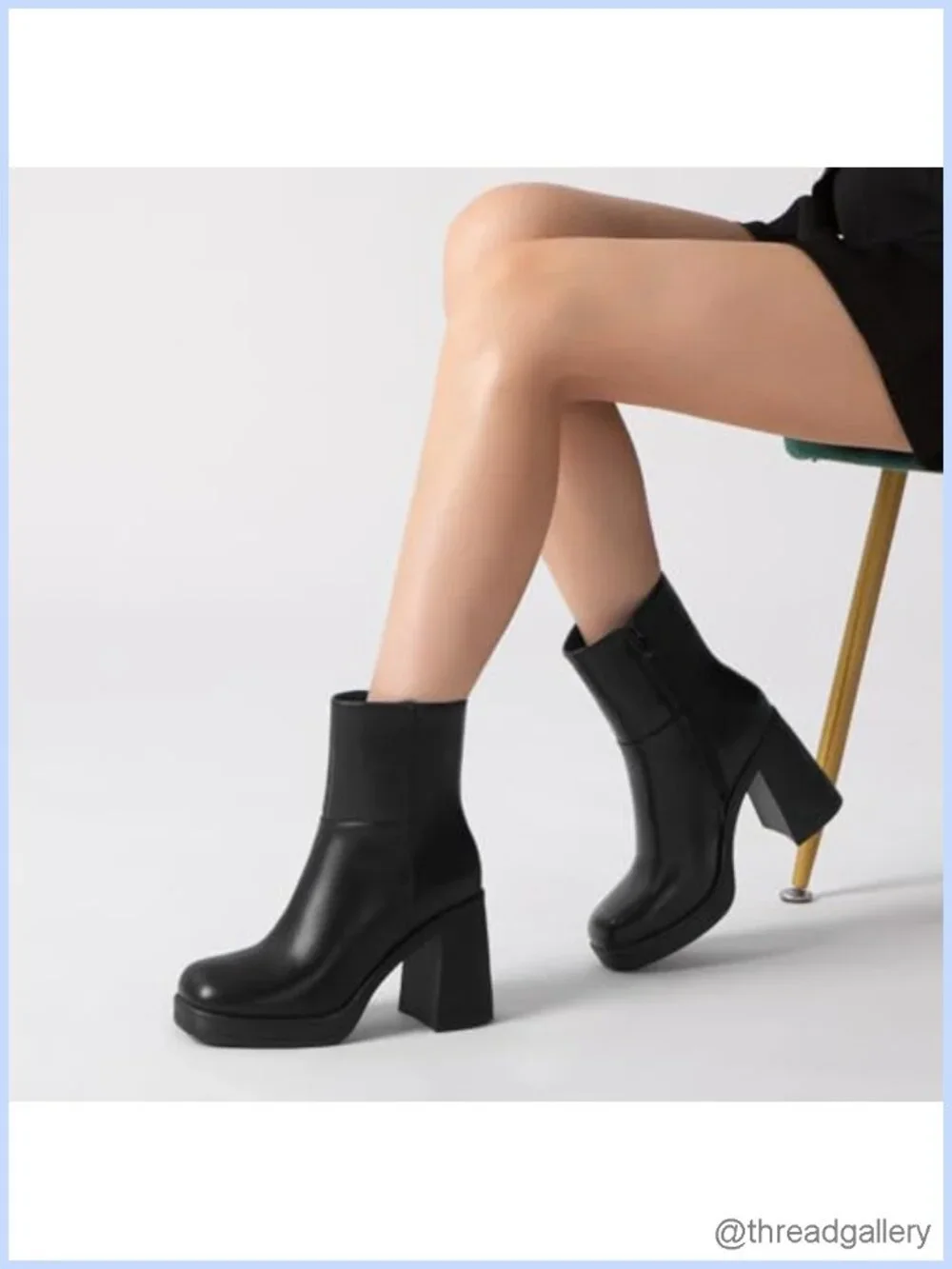 Women's Platform Ankle Boots Chunky Block Heel Square Toe Fashion Booties Side